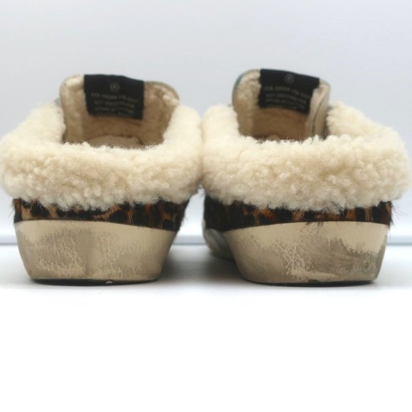 GOLDEN GOOSE SUPERSTAR SABOT SHEARLING SNEAKERS LEOPARD PRINT CALF HAIR SIZE 37 - Picture 7 of 10